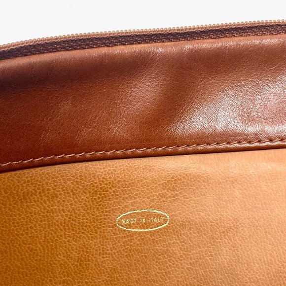 Vintage 70s Frances Patiky Stein Brown Leather Clutch - Picture 12 of 14